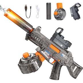 Automatic Electric Water Gun with Muzzle Flash, Auto Water Suction Powerful Squirt Guns Pistol for Adults Kids, Auto Water Blaster Pistol Outdoor Summer Toys for Pool Beach Party