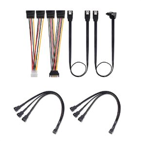 Cable Matters 2-Pack 3 Way 4 Pin PWM Fan Splitter Cable 12 Inches & 1-Pack SATA III Data Cable and SATA Power Cable Kit with Straight and 90 Degree SATA III Cables, Power Splitter Adapter