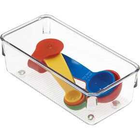 iDesign Plastic Drawer Organizer Bins - Storage for Kitchen, Bathroom, and Desk Drawers - Set of 3 - Clear