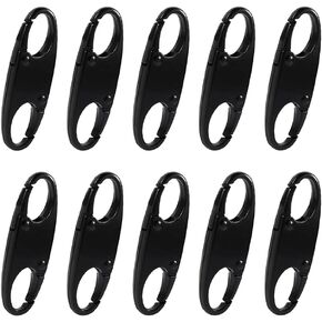 10PCS Zipper Clips Anti Theft S Shaped Double Small Carabiner Clips Black Zipper Locks for Backpacks Luggage Traveling Camping