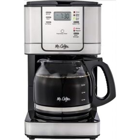 Mr. Coffee 12-Cup Programmable Digital Coffee Maker Brew Selector Stainless Steel Auto Cleaning Pause Grab-a-Cup