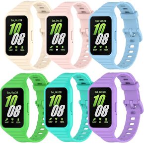 [6-pack]Compatible with Samsung Galaxy Fit3 (SM-R390) strap, one-piece TPU band, Sport Silicone Replacement Watch Bands for Galaxy Fit3 (SM-R390) strap for Men/Women