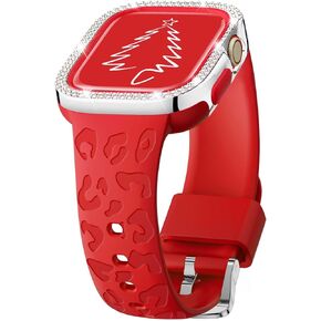 DABAOZA Engraved Compatible for Apple Watch Band Women 41mm 40mm 38mm with Bling Gliter Bumper, Soft Silicone Strap for iWatch Series 9 8 7 6/SE 5 4 3 2 1 in Kuwait