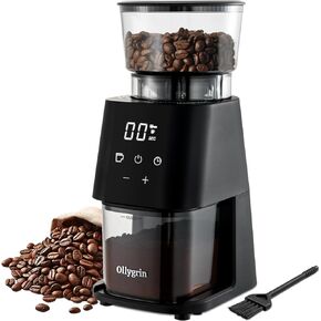 Ollygrin Burr Coffee Grinder Coffee Bean Clrinder مع Timer Digital 30 إعدادات طحن دقيقة قابلة للتعديل