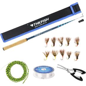 THKFISH Tenkara Rod Kit, 24T Carbon Fiber Telescopic Fly Fishing Rod Combo with Carrying Case Fishing Line and Flyfishing Lure for Streams, Trout, Bass, Salmon，8.7FT 10.6FT 11.6FT