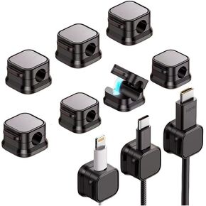 10 Pack Magnetic Cord Organizer, Desk Organizer, Under Desk Cord Management, 1s Lock Adhesive Cable Clips for Nightstand, Home, Office, Desktop, Car, Wall