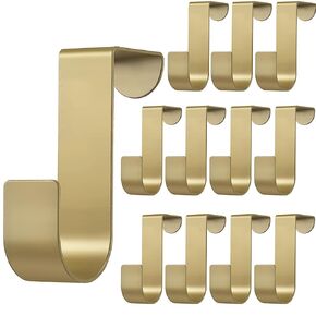 Hotop 12 Pieces Over The Cabinet Door Hooks Organizer Holder Stainless Steel Hanger Hook Over Door Back Bathroom Organizer Rack Hanger for Christmas Wreath Stocking Clothes Towels Keys (Black)