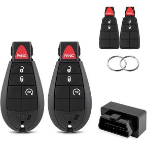 GQ4-53T 2PCS المفتاح البعيد FOB FOBLK مع أداة OBD لـ Dodge RAM 1500 2500 3500 HD 2013 2014 2015 2017 RAM KEYLOS