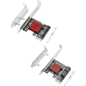 ELUTENG PCIE SATA Expansion Card 2 Port SATA PCIE Card 6GB/s PCI-E X1 SATA 3.0 Controller with PCI-E SATA Expansion Card 4 Ports PCI-E X1 to SATA 3.0 Controller Card 6Gbps SATA III PCI Express Adapter