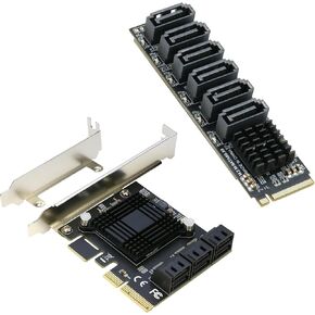 PCIe SATA Card 6-Port + M.2 to SATA 3.0 Adapter 6-Port