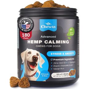 Hemp Сalming Сhews for Storms, Separation, Fireworks, Vet Visits, Travel, Grooming - 180 Treats (Duck Flavor)