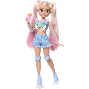 Barbie Dream Besties Doll and Accessories, Malibu" Posable Roller Skating Fashion Doll with Blonde Hair, 9 Makeup Themed Pieces