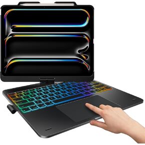 typecase Keyboard Case for iPad Pro 13 (M4) & iPad Air 13 (M3/M2, 2025/2024), Trackpad, 360° Rotatable, Wireless, 11-Colors Backlit for iPad Pro 12.9(6th/5th/4th/3rd Gen), Dark Black