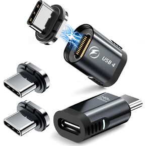 2 حزمة 240W محول USB C المغناطيسي مع 4 نصائح موصل ، 24pin 90 درجة من النوع المغناطيسي من النوع C ، USB4 40GBPS 8K 60Hz متوافق مع Thunderbolt 3/4 MacBook Pro/Air Laptop PC