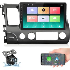 Qualcomm Android 13 Car Stereo for Honda Civic 2004-2011, 4+64GBCar Radio 10" 1280 QLED Touchscreen Carplay and Android Auto, GPS Navigation//AM&FM/Bluetooth/Mirror Link/Audio/Surround-View