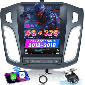 Upgrade 5GWIFI Car Radio for Ford Focus 2012-2018 - (2+64G) 10.4 Inch Touchscreen Stereo Replacement with Wireless Carplay Android Auto Bluetooth GPS Navigation 1080P Backup Camera SWC