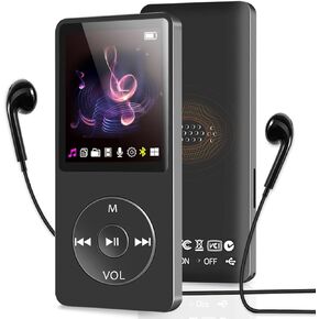 MP3 Player with Bluetooth and Speaker, 32GB MP3 Music Player, Up to 128GB Memory Extension, Portable and Multifunctional MP3 Players with FM Radio, Inlcuding Earphones, Supports Shuffle Music Playing