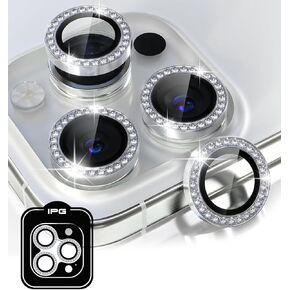 IPG Prolens Diamond Frame Camera Lens Protector for iPhone 16/16 Plus ،-فئة من ألومينا سيليكات فئة ، وضوح HD ، غطاء عدسة الكاميرا الفردية المقاومة للخدش لـ IPH16/+diagold