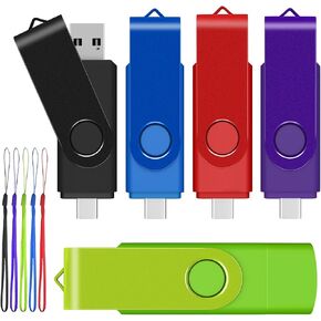 AreTop 16GB USB C Flash Drive Dual Drive 2 in 1 OTG USB 2.0 + Type C, Thumb Drive Swivel Design Memory Stick for Android Smartphone, Computers, MacBook, Tablets, PC