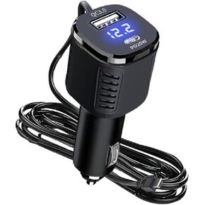 Dash Cam Charger Cable GPS Power Cord PD 20W & QC3.0 Built-in 66W USB 3-Port Super Fast Car Charg Mini USB Cable for Dash Cam GPS Navigator Charging for 12V Car and 24V Truck Power Adapter Cable...