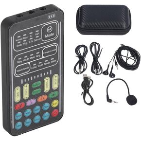 Voice Changer Set, i9 Live Sound Card, 8 Sound Effects, Voice Adjustable Compatibility with Mobile Phone, Computer, Tablet, Switch, for , for (English Version)