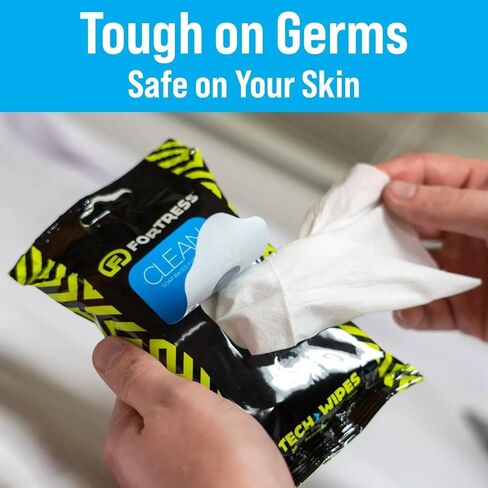 Fortress Electronic Wipes (25 ct, Pack of 3) To-Go Tech Wipes for Screens, Phones, Keyboards, TV Monitors, Computer Screens, and More [Travel Size] Skin-Safe in Kuwait