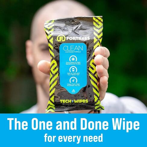 Fortress Electronic Wipes (25 ct, Pack of 3) To-Go Tech Wipes for Screens, Phones, Keyboards, TV Monitors, Computer Screens, and More [Travel Size] Skin-Safe in Kuwait