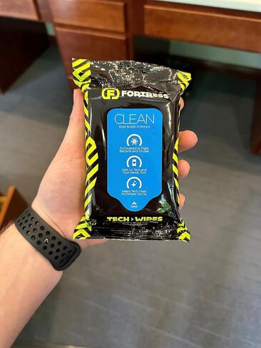 Fortress Electronic Wipes (25 ct, Pack of 3) To-Go Tech Wipes for Screens, Phones, Keyboards, TV Monitors, Computer Screens, and More [Travel Size] Skin-Safe in Kuwait