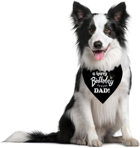 Happy Birthday Dad Dog Bandana, Dad's Gift Dog Bandana, Pet Scarf Accessories, Printed Dog Bandanas Gift for Dog Birthday Party, Dog Bandana Gift for Small Medium Dog (D63) in Saudi Arabia