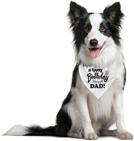 Happy Birthday Dad Dog Bandana, Dad's Gift Dog Bandana, Pet Scarf Accessories, Printed Dog Bandanas Gift for Dog Birthday Party, Dog Bandana Gift for Small Medium Dog (D63) in Saudi Arabia