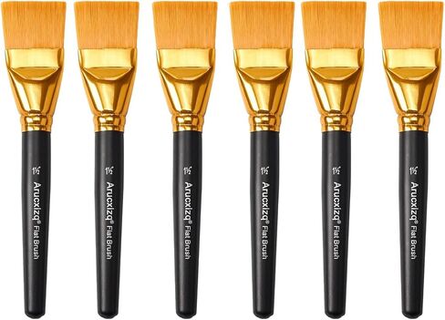1 1/2 inch Flat Paint Brushes for Acrylic Painting 3Pcs Large Craft Paint Brushes with Wooden Handle for Acrylic Oil Watercolor Painting Suitable for Laying Bown Base Colors (3Pieces) in Saudi Arabia