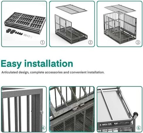 48/38 Inch Heavy Duty Dog Crate Cage Kennel with Wheels, High Anxiety Indestructible, Sturdy Locks Design, Double Door and Removable Tray, Extra Large XL XXL in Saudi Arabia