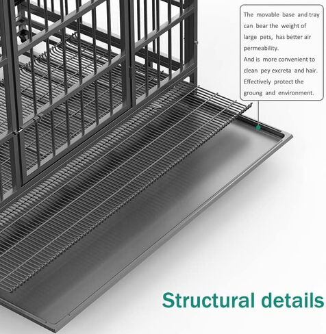 48/38 Inch Heavy Duty Dog Crate Cage Kennel with Wheels, High Anxiety Indestructible, Sturdy Locks Design, Double Door and Removable Tray, Extra Large XL XXL in Saudi Arabia