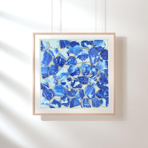 1.1 رطل من البلاط الفسيفساء الأزرق والأبيض غير النظامية ، المصنوع يدويًا ، حمام ، غرفة معيشة ، خلفي المطبخ ، في الهواء الطلق (02 ، متوسطة) in Kuwait