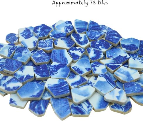 1.1 رطل من البلاط الفسيفساء الأزرق والأبيض غير النظامية ، المصنوع يدويًا ، حمام ، غرفة معيشة ، خلفي المطبخ ، في الهواء الطلق (02 ، متوسطة) in Kuwait