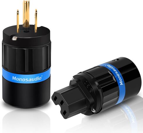 Monosaudio Audiophile Power Plug Pure Copper 15A/125V 10A/250V IEC C13/C15 Power Connector Hi-end Audio Power Plug for DIY Audiophile Power Cord HiFi Audio AC Power Cable(Rhodium Plated)（M104R/F104R） in Kuwait