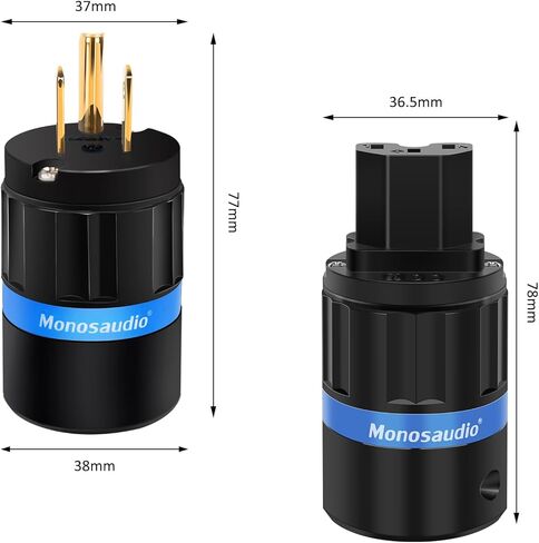 Monosaudio Audiophile Power Plug Pure Copper 15A/125V 10A/250V IEC C13/C15 Power Connector Hi-end Audio Power Plug for DIY Audiophile Power Cord HiFi Audio AC Power Cable(Rhodium Plated)（M104R/F104R） in Kuwait