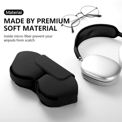 for Apple Airpods Max Case,Smart Case Cover Accessories with Sleep Mode Made by PU Leather Original Replacement Carrying Case for Airpod Pro Max Headphones, Black in Kuwait