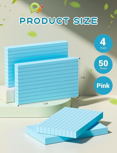 Pink Index Cards 3x5, 200 PCS 3x5 Index Cards Flashcards, Heavyweight Note Cards 3x5 Flash Cards Single-Sided 3x5 Study Card, Ruled 3 x 5 Index Cards Ruled Index Notecard for School Office Home in Saudi Arabia