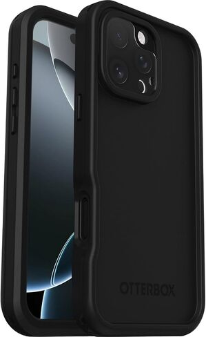 OtterBox iPhone 16 Pro Max FRĒ Series Waterproof Case with MagSafe (Designed by LifeProof) - Black, Waterproof, 60% Recycled Plastic, Sleek and Stylish in Kuwait