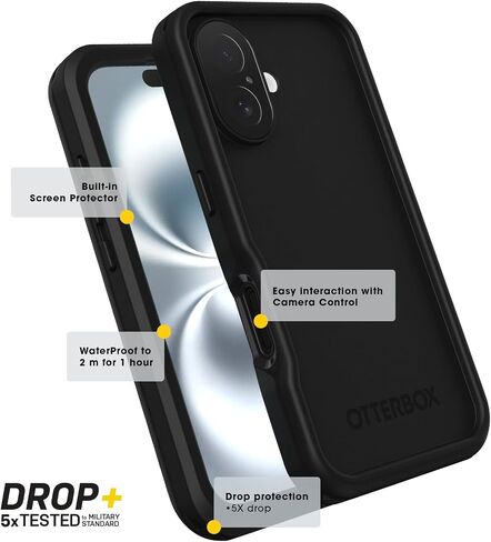 OtterBox iPhone 16 Pro Max FRĒ Series Waterproof Case with MagSafe (Designed by LifeProof) - Black, Waterproof, 60% Recycled Plastic, Sleek and Stylish in Kuwait