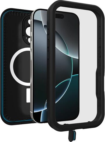 OtterBox iPhone 16 Pro Max FRĒ Series Waterproof Case with MagSafe (Designed by LifeProof) - Black, Waterproof, 60% Recycled Plastic, Sleek and Stylish in Kuwait