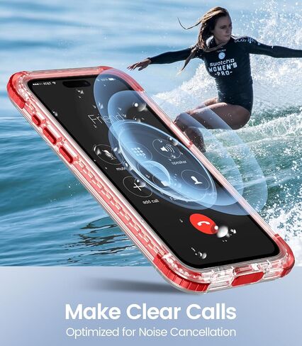 Temdan متوافق مع iPhone 16 Pro Max Case مقاومة للماء ، شاشة ومضمنة واقي الكاميرا IP68 تحت الماء كامل الجسم 16 قدم المقاومة للهاتف مقاوم للصدمات 6.9 "-9"-Clear/Clear in Kuwait