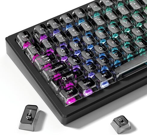 dagaladoo Grey Clear keycaps,Transparent keycaps 60 75 100 Percent,Ceramic Jelly Key caps Set,Shine Through Key caps.,MDA Profile Keyboard Key Cap for Mx Switches Mechanical Keyboard(115key) in Saudi Arabia