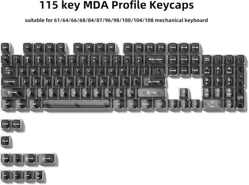 dagaladoo Grey Clear keycaps,Transparent keycaps 60 75 100 Percent,Ceramic Jelly Key caps Set,Shine Through Key caps.,MDA Profile Keyboard Key Cap for Mx Switches Mechanical Keyboard(115key) in Saudi Arabia