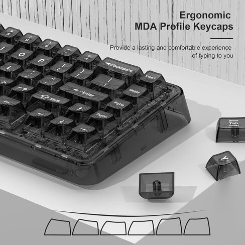 dagaladoo Grey Clear keycaps,Transparent keycaps 60 75 100 Percent,Ceramic Jelly Key caps Set,Shine Through Key caps.,MDA Profile Keyboard Key Cap for Mx Switches Mechanical Keyboard(115key) in Saudi Arabia