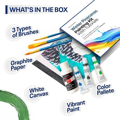 Painting4 REAL DIY فئة الطلاء للبالغين مع دروس الفيديو: تعلم أن ترسم الغابات الصوفي - كيفية الطلاء مع الأكريليك - اللوحة واللوازم الفنية - 9 قطعة مجموعة الطلاء الاكريليك in Kuwait
