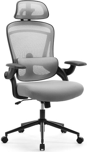 Ergonomic Office Chair - High Back Desk Chair with Up&Down Lumbar Support,Adjustable Headrest with Flip-Up Armrests,Swivel Computer Task Chair,Black in Saudi Arabia