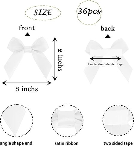 36pcs Satin Ribbon Bows Self Adhesive Satin Bow with Double-Sided Tape Premade Mini Bow Sticker for Making Crafts Baby Shower Birthday Party Wedding Decorations(Baby Pink) in Saudi Arabia