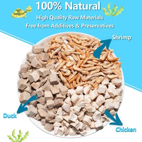 Turtle Food 5.7 OZ Natural Freeze-Dried Meat - Chicken, Duck, Salmon - Premium Food for Turtles, Box Turtle, Aquatic Turtle, Baby Turtles, Freeze Dried Turtle Treats in Kuwait